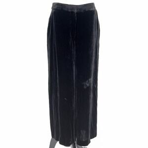Boden Velvet Culotte Cropped Wide Leg Silk Blend Black Holiday Pants Size 6